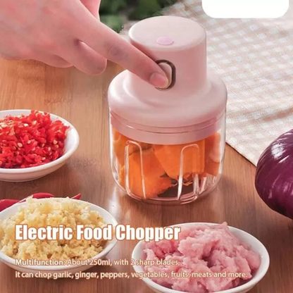 Portable Electric Mini Food Chopper – USB Rechargeable Vegetable, Onion & Garlic Cutter