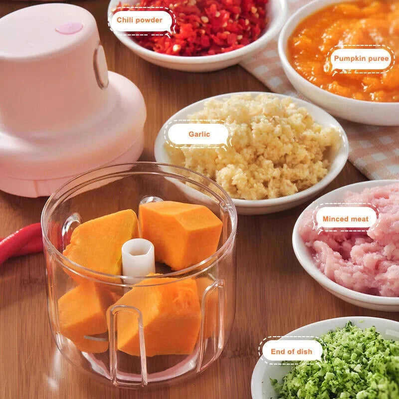 Portable Electric Mini Food Chopper – USB Rechargeable Vegetable, Onion & Garlic Cutter