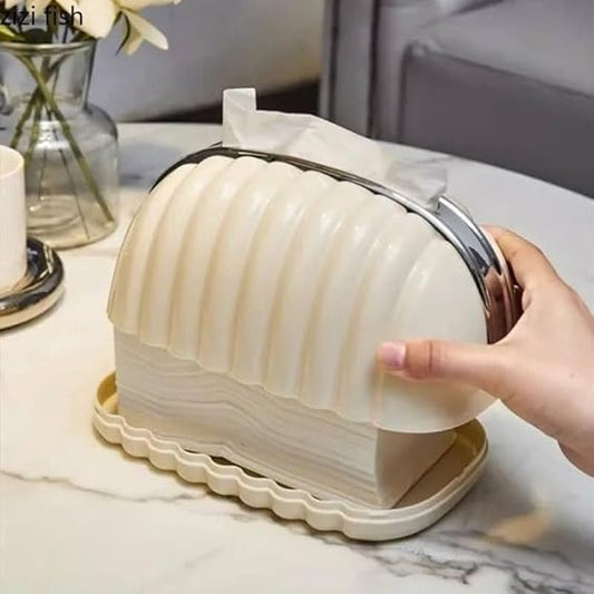 Decorative Shell Tissue Box Case | Elegant Tissue Holder for Home & Office