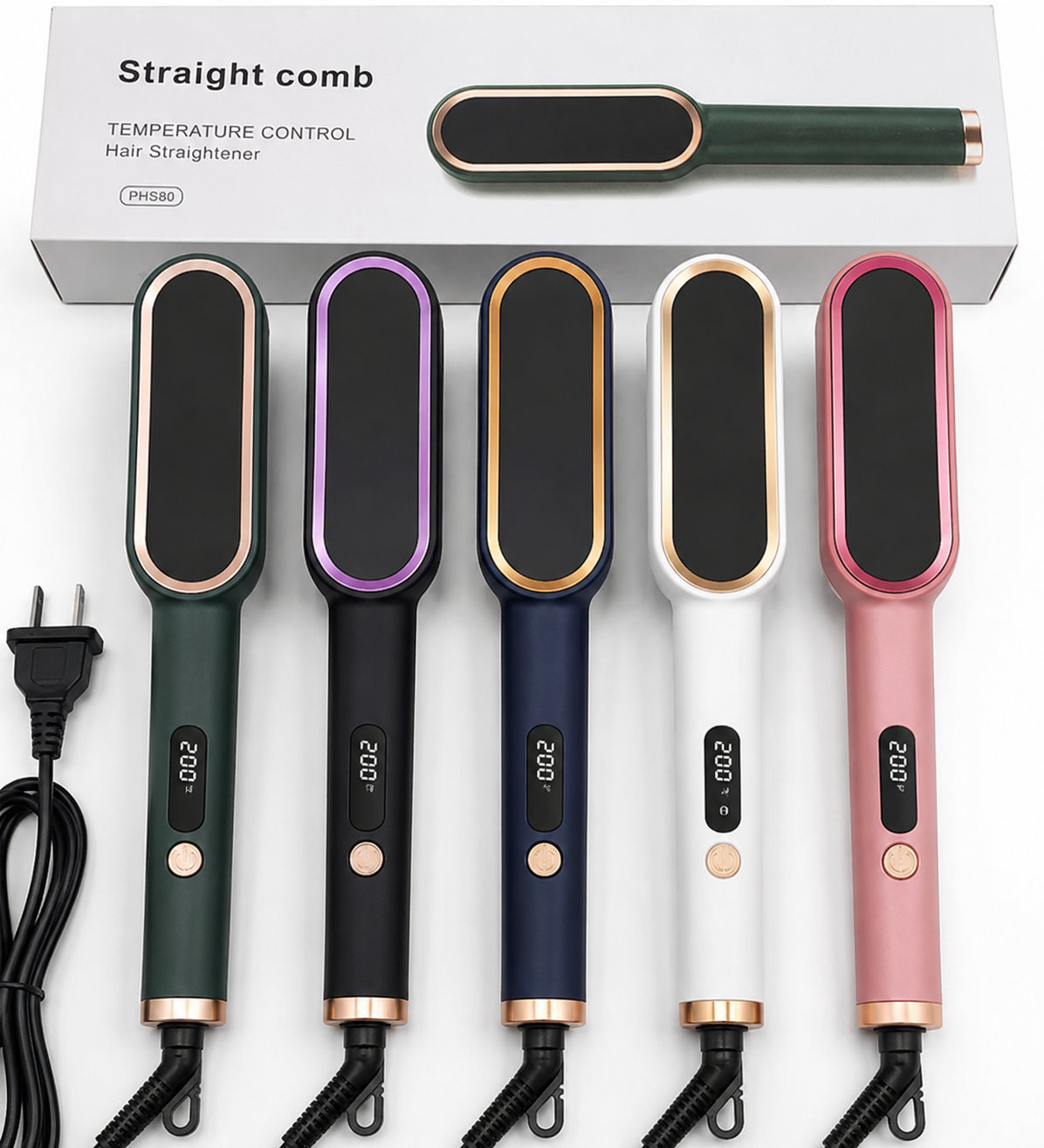 Professional Hair Straightener Comb with Temperature Control | Ceramic Electric Straightening Brush