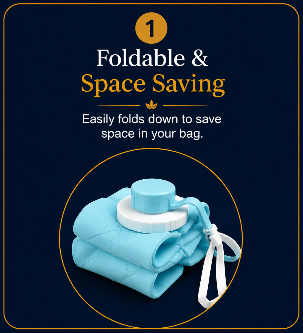 Foldable Water Bottle – Reusable Collapsible Travel Water Bottle