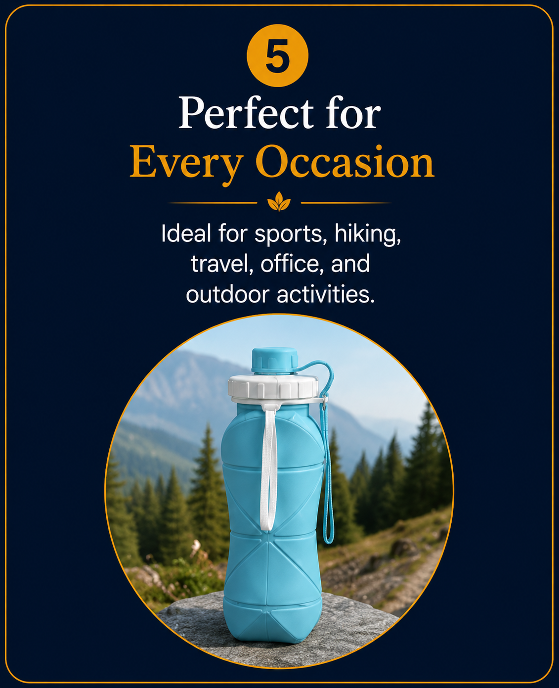 Foldable Silicone Water Bottle | BPA-Free Collapsible Travel Water Bottle for Gym, Hiking & Outdoor Use