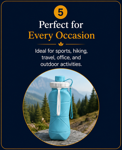 Foldable Silicone Water Bottle | BPA-Free Collapsible Travel Water Bottle for Gym, Hiking & Outdoor Use