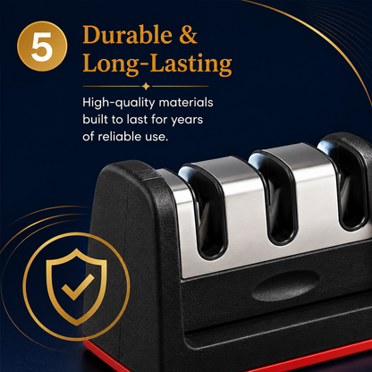 3-Stage Manual Knife Sharpener – Professional Kitchen Knife Sharpening Tool for Home & Chef