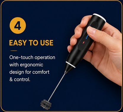 USB Rechargeable Electric Coffee Milk Frother & Egg Beater with Dual Whisk Attachments