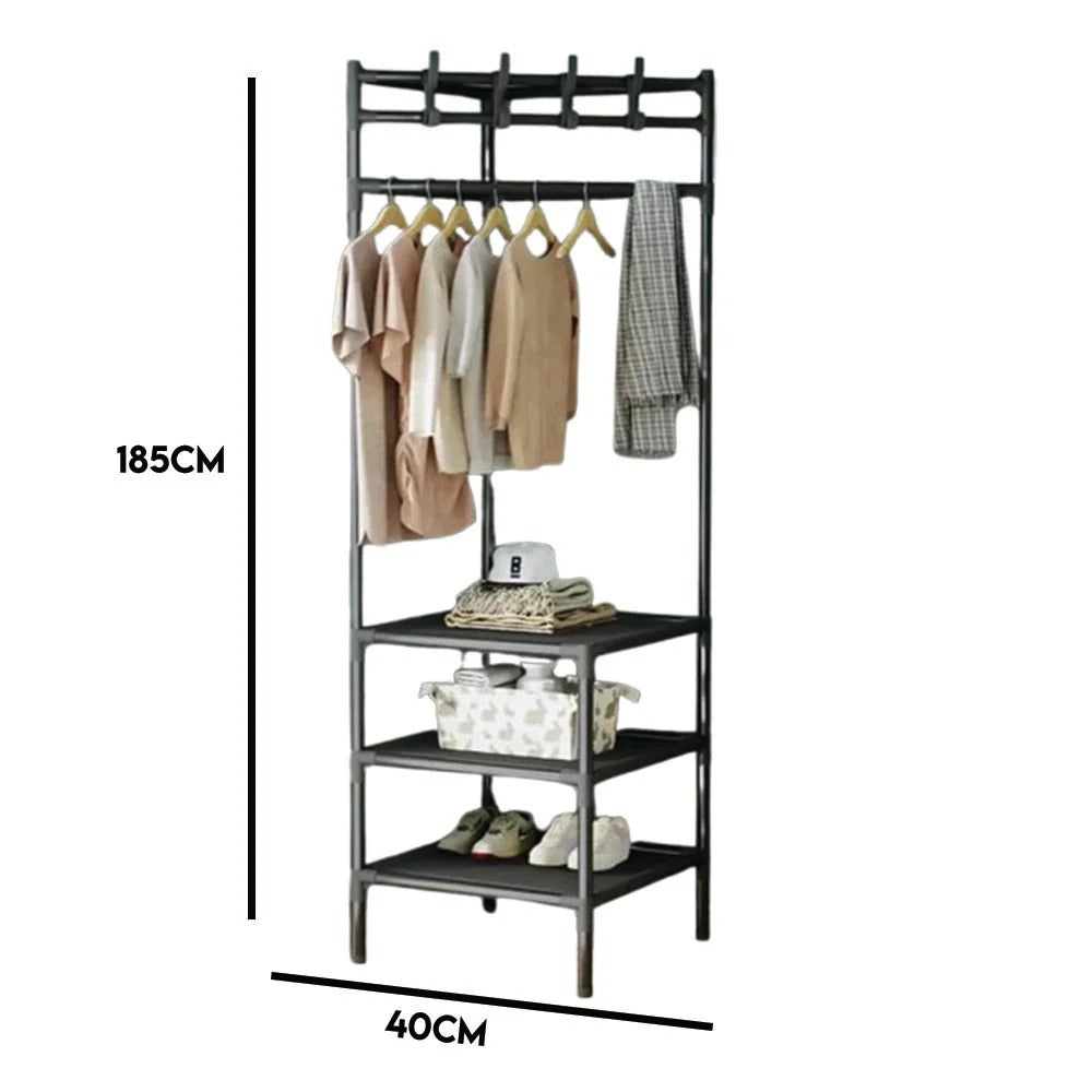 Multifunctional Corner Coat Rack with Shelves | Space-Saving Clothes & Storage Organizer