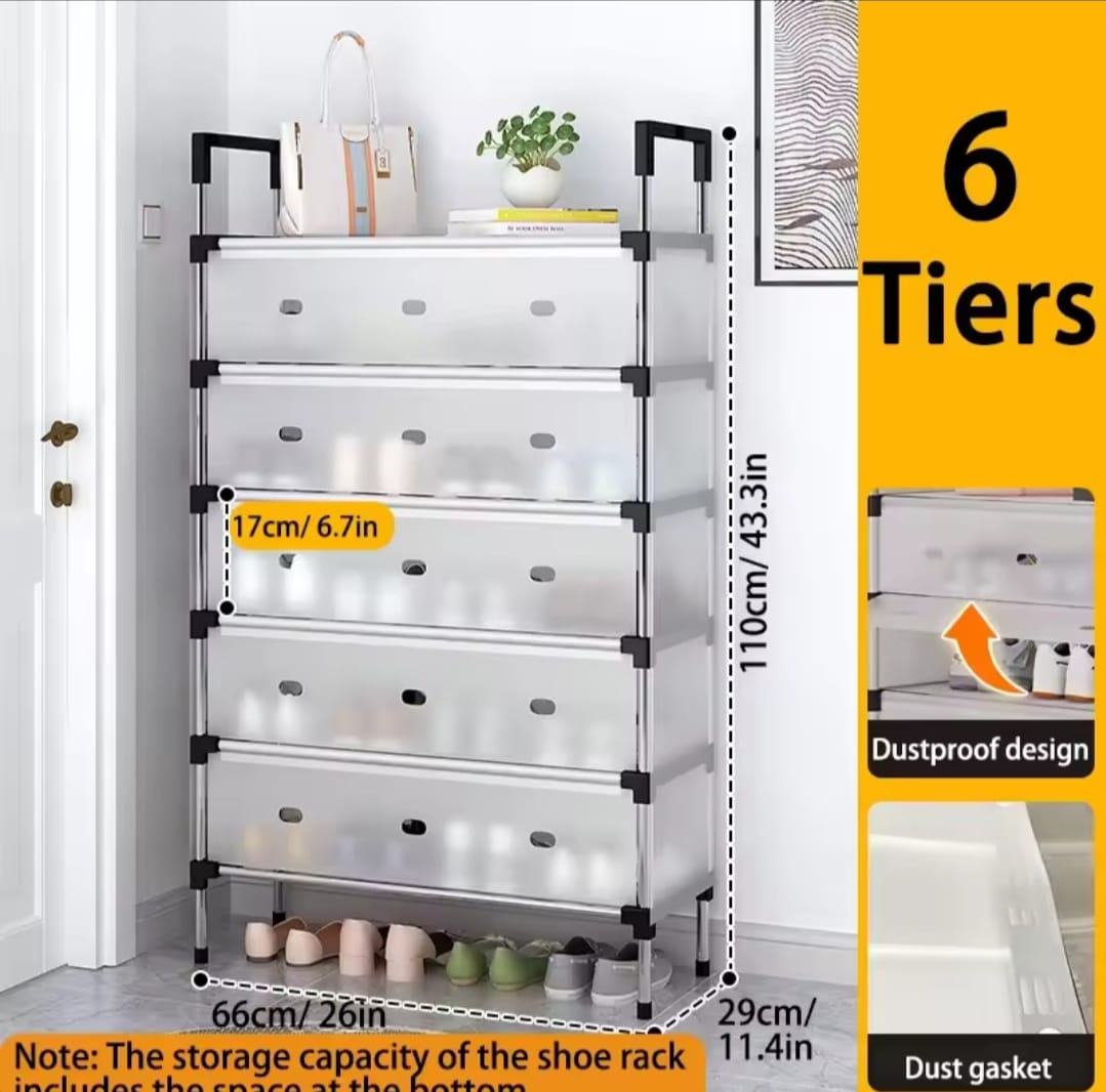 Multi-Layer Dustproof Shoe Rack Organizer | Portable Shoe Storage Cabinet for Home